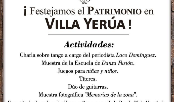 Actividades por el Día del Patrimonio en Villa Yerúa